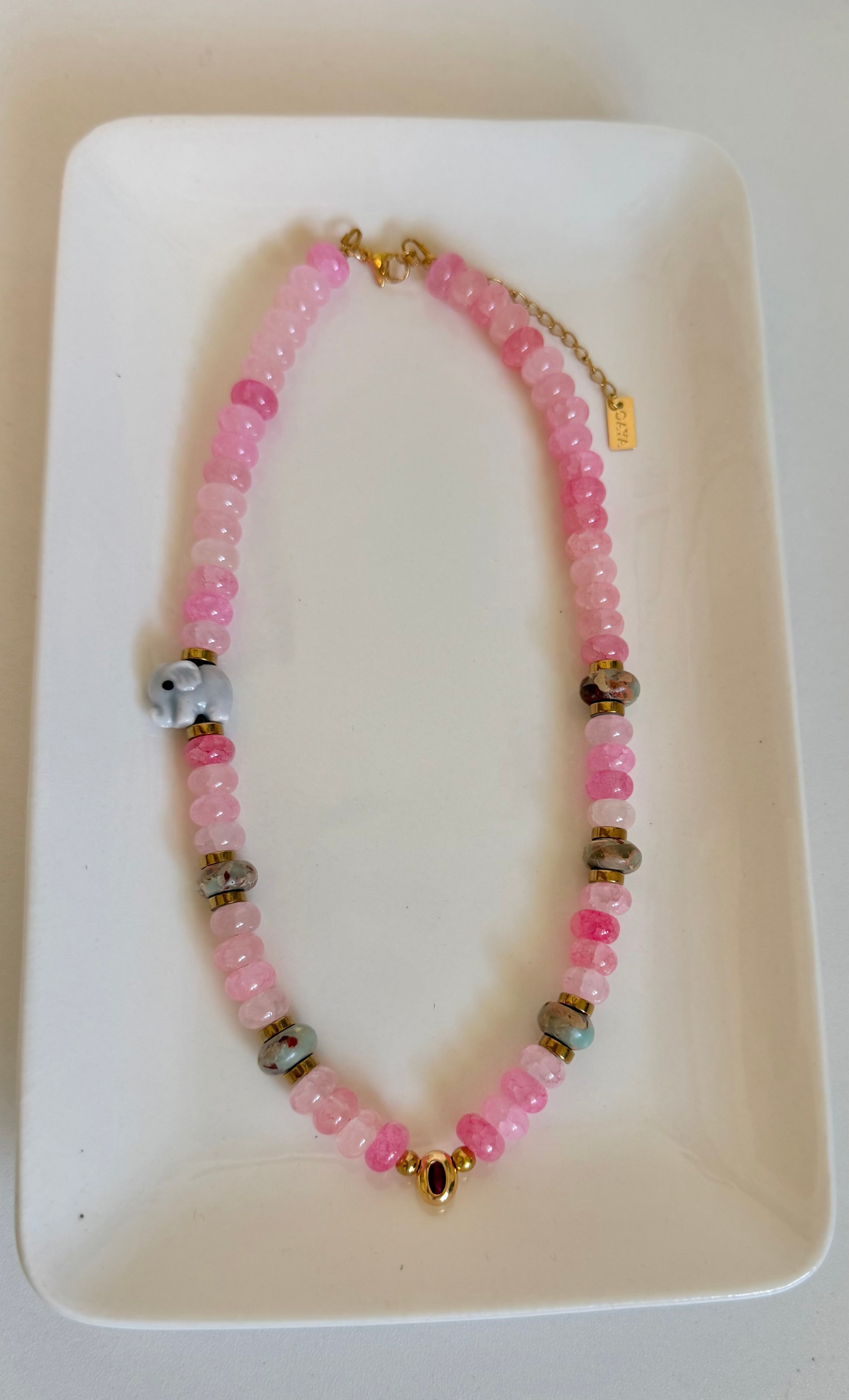 Pink Beaded Elephant