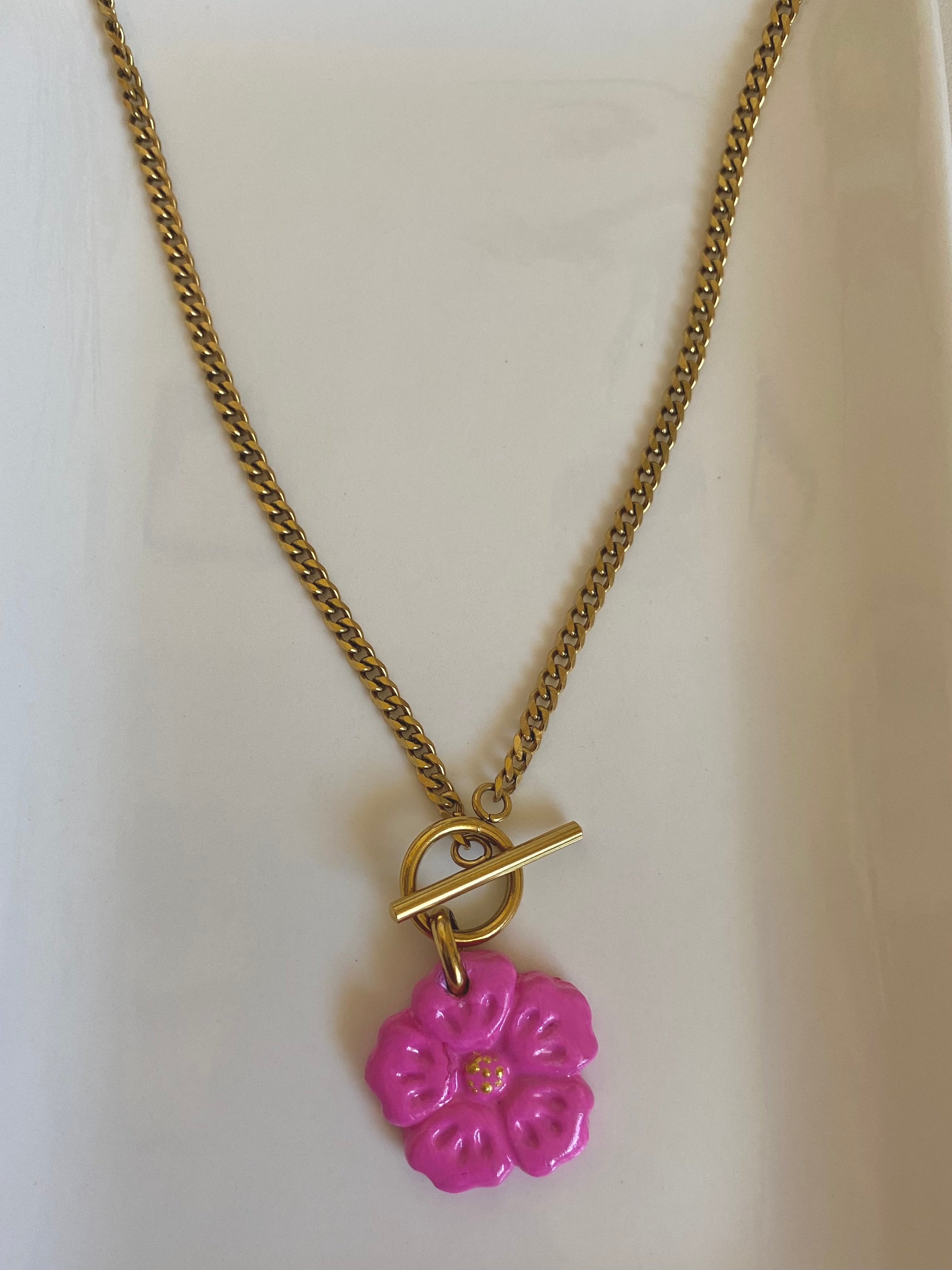 Magenta Flower Necklace