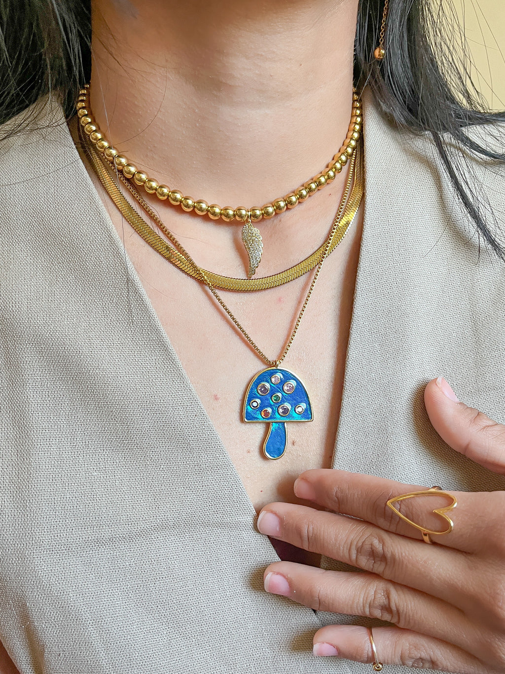 Blue Mushroom Necklace