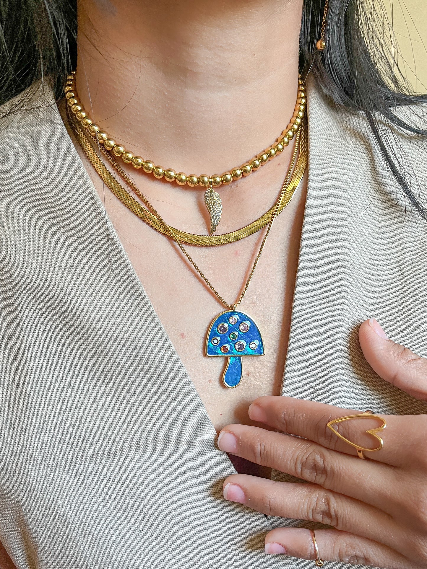 Blue Mushroom Necklace