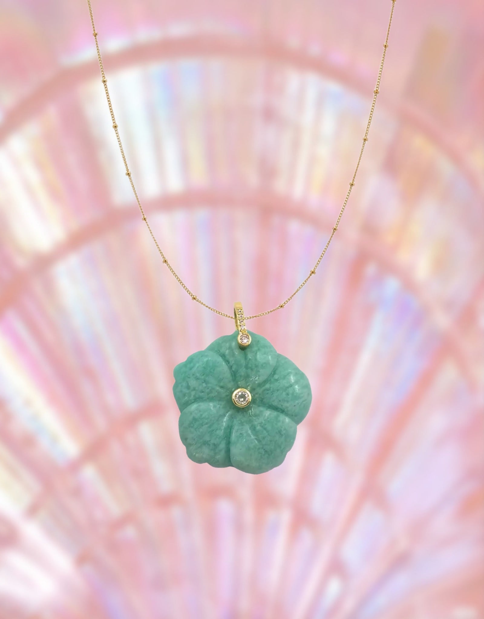 Aqua Natural Flower Necklace