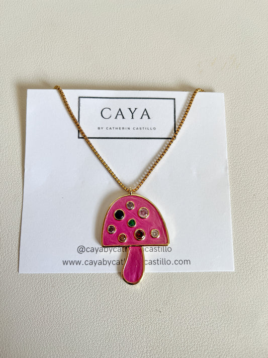 Pink Mushroom Necklace