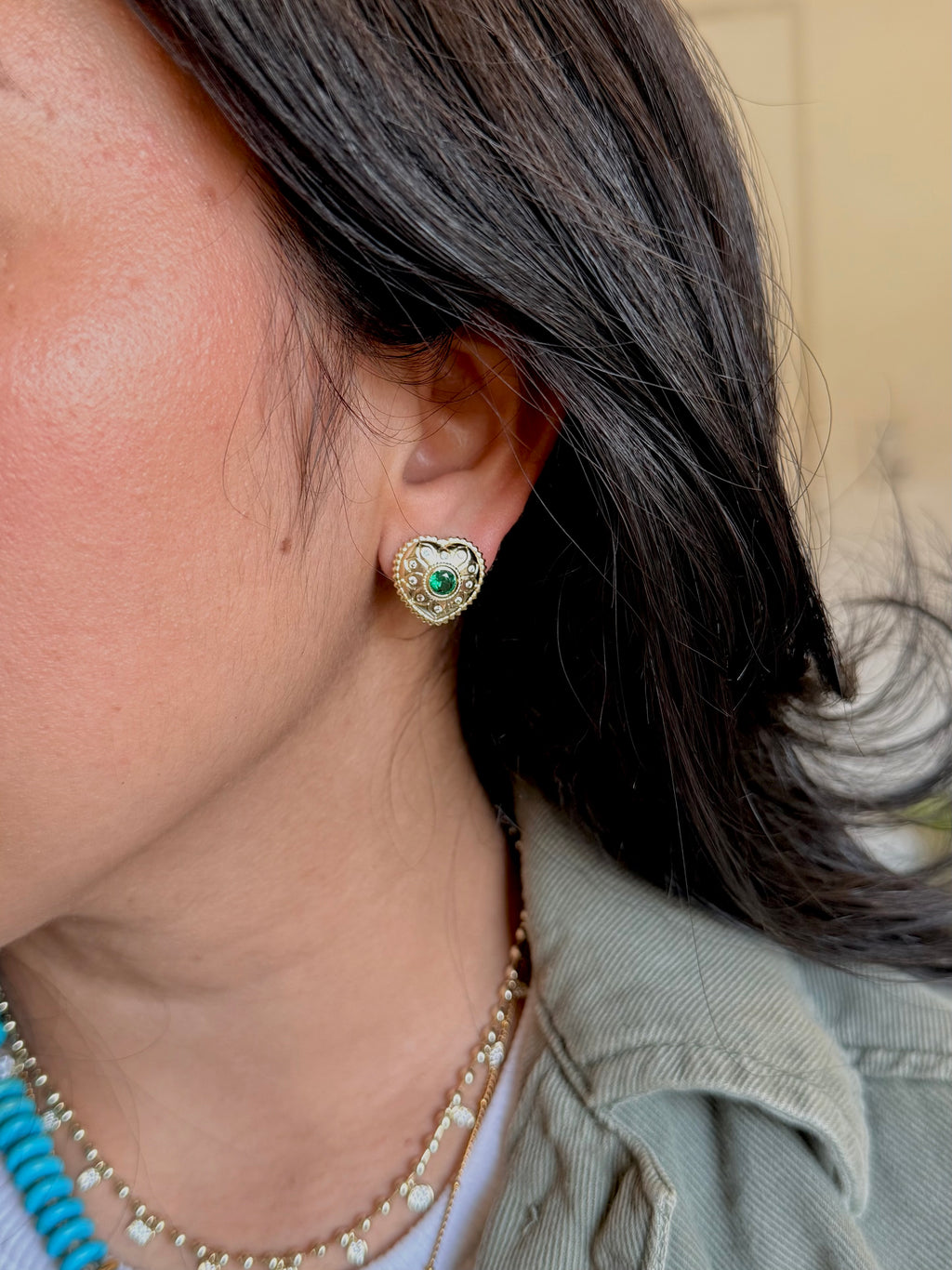 Esmeralda Heart Earrings