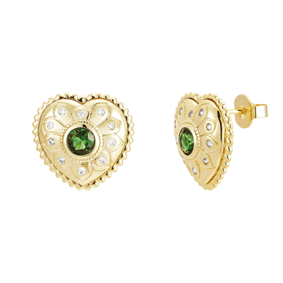 Esmeralda Heart Earrings